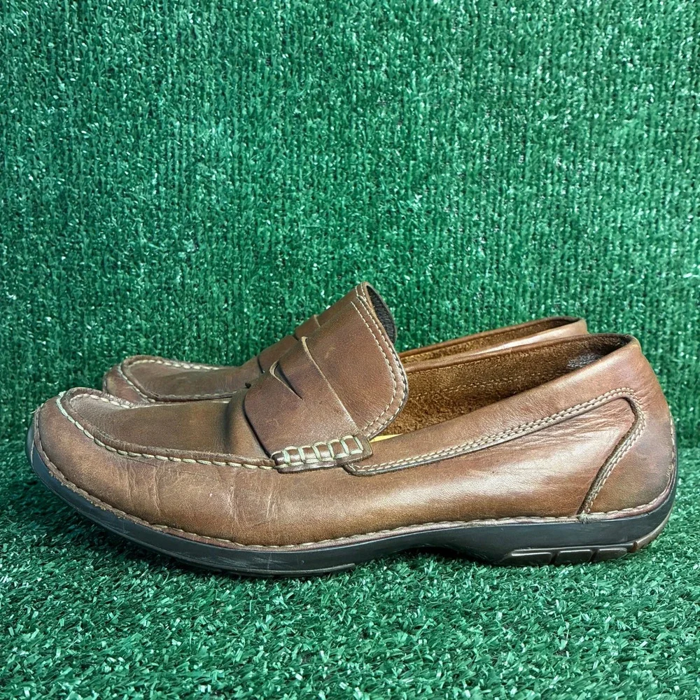 Rockport DMX Penny Comfort Leather Slip On Loafers Moccasins Brown Mens 10.5 M